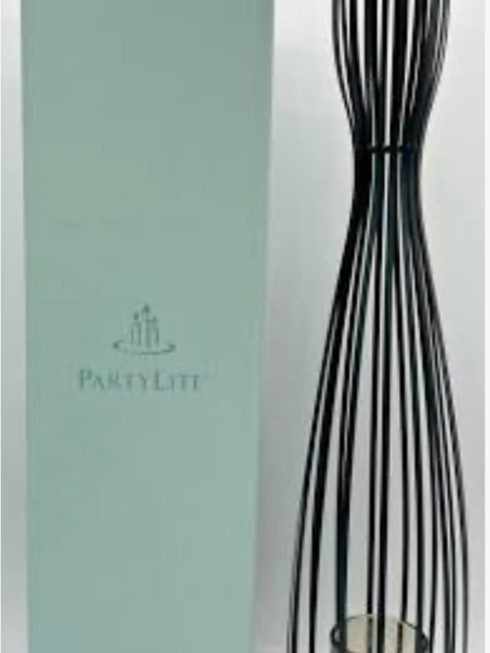 PartyLite Black Wire Hourglass Pillar Candle Holder